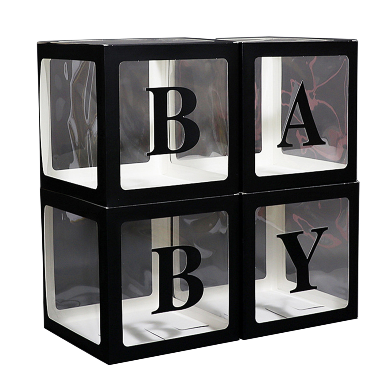 1 Set Balloon Box Transparent Wide Application Plastic Square Clear DIY Letter Box Decor Party Supplies - black, 2