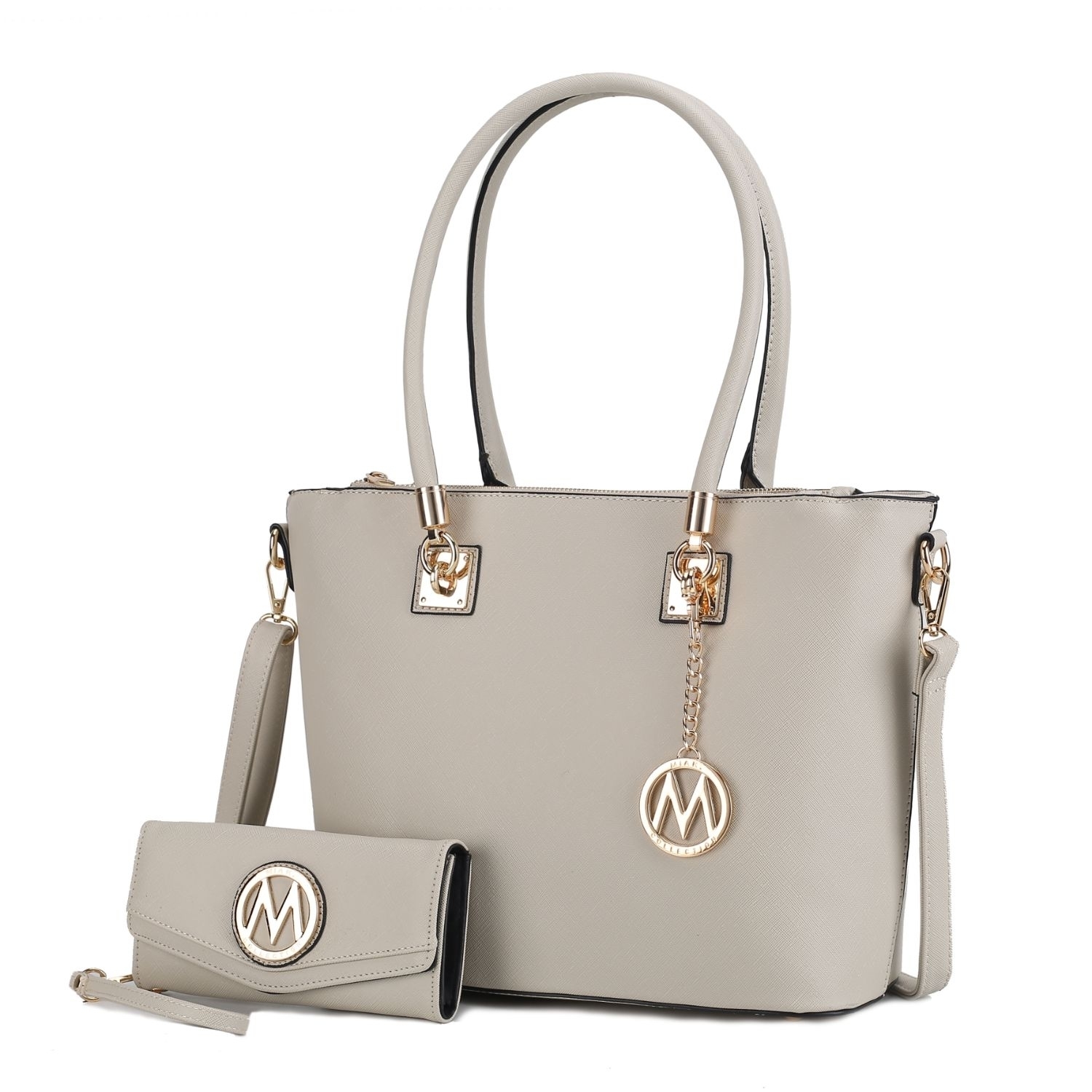 MKF Collection Vanessa Tote Handbag & Wallet Set By Mia K. - Light Gray