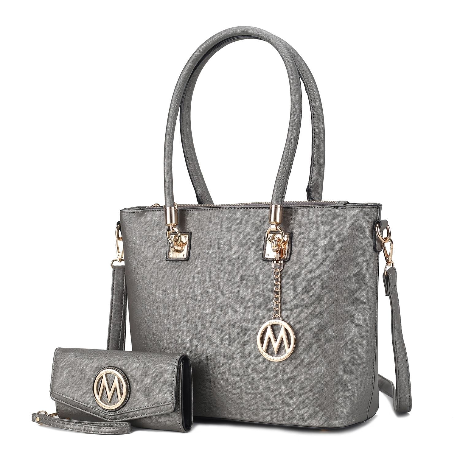 MKF Collection Vanessa Tote Handbag & Wallet Set By Mia K. - Pewter