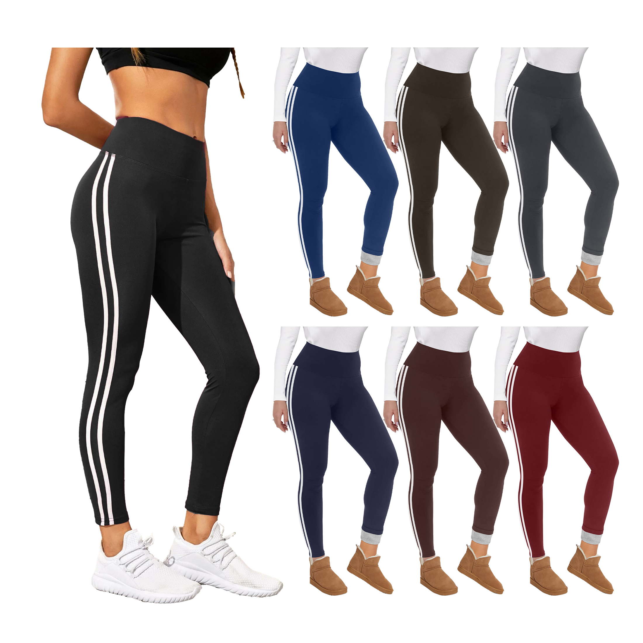 4-Pack: Women's Ultra Soft Fur Lined Yoga Pants High Waisted Leggings - Large/X-Large
