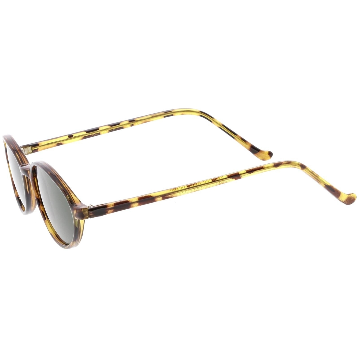 True Vintage Oval Sunglasses Slim Arms Neutral Colored Round Lens 49mm - Black / Smoke