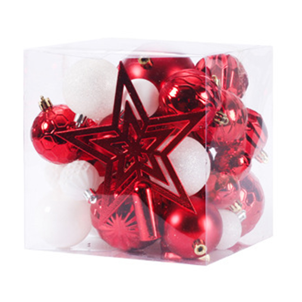 45Pcs/Set Bauble Decor Exquisite Workmanship Shatterproof Plastic Christmas Tree Colorfast Hanging Ball Ornament for Home - white