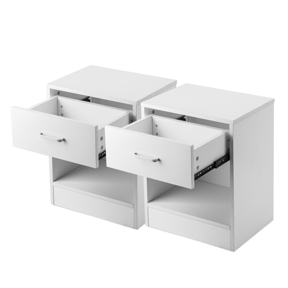 2 Night Stands with Drawer White