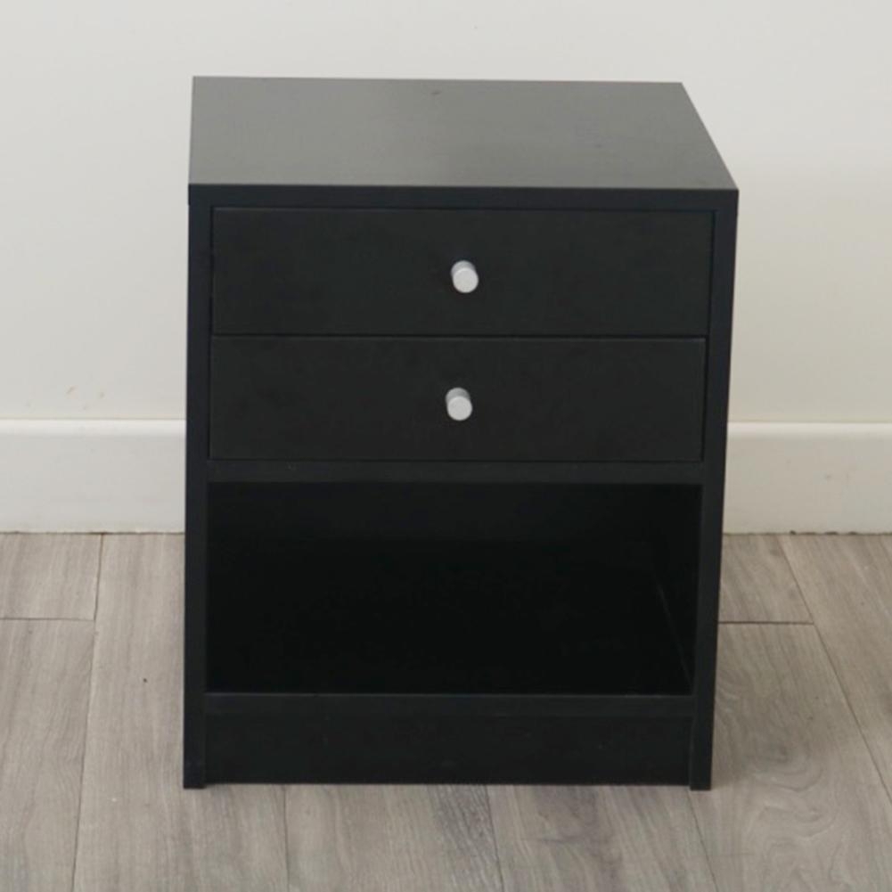 40 36 x 47cm Round Handle Night Stand with Two Drawer Black