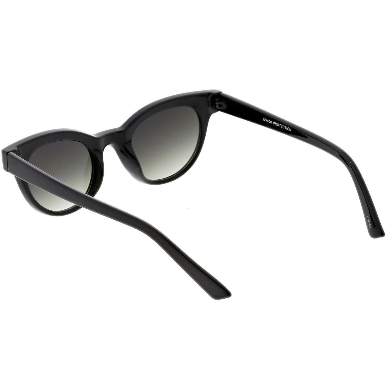 Women's Horn Rimmed Cat Eye Sunglasses Neutral Colored Round Lens Cat Eye Sunglasses 47mm - Shiny Black / Lavender