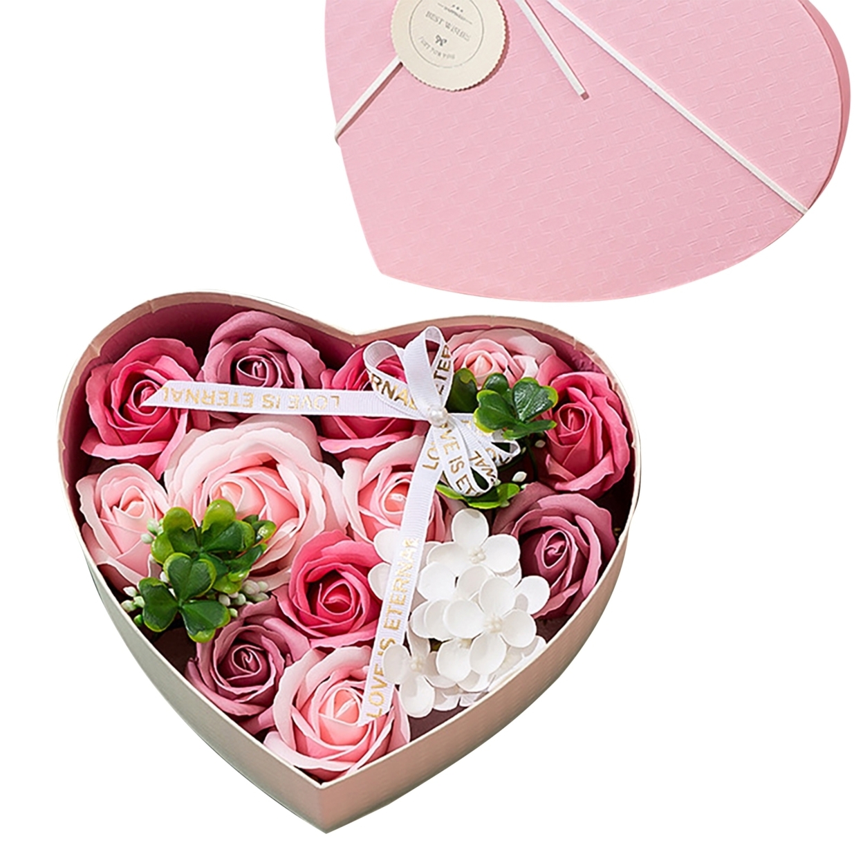 1 Box Exquisite Artificial Soap Flowers Gifts Fragrant Bath Soap Rose Flower Petals Party Favors - pink