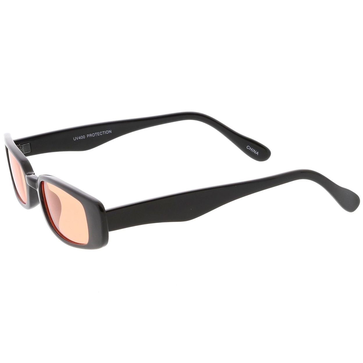 Extreme Thin Small Lens Rectangle Sunglasses Color Tinted 49mm - Black / Pink