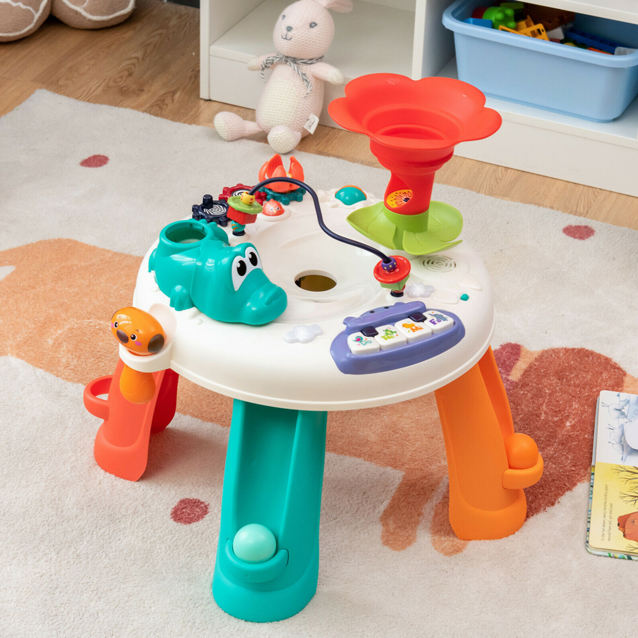 Baby Toys Age 12+ Months Music Activity Table Toddler Learn Table W/ Light & Songs