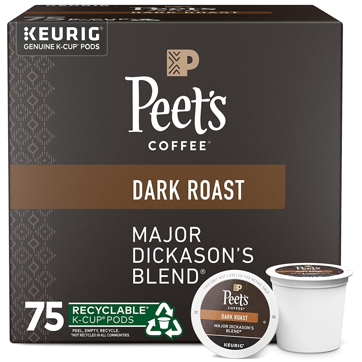 Peet's Coffee Major Dickason's Blend K-Cup Pod, 75 Count