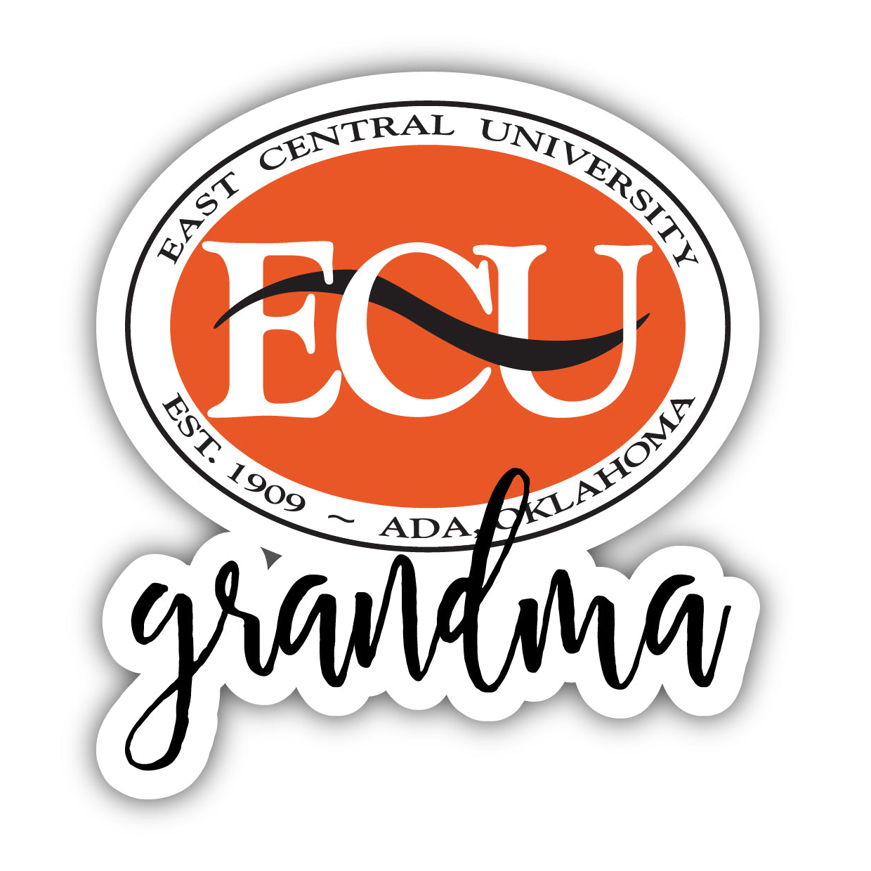 East Central University Tigers 4 Inch Proud Grand Mom Die Cut Decal