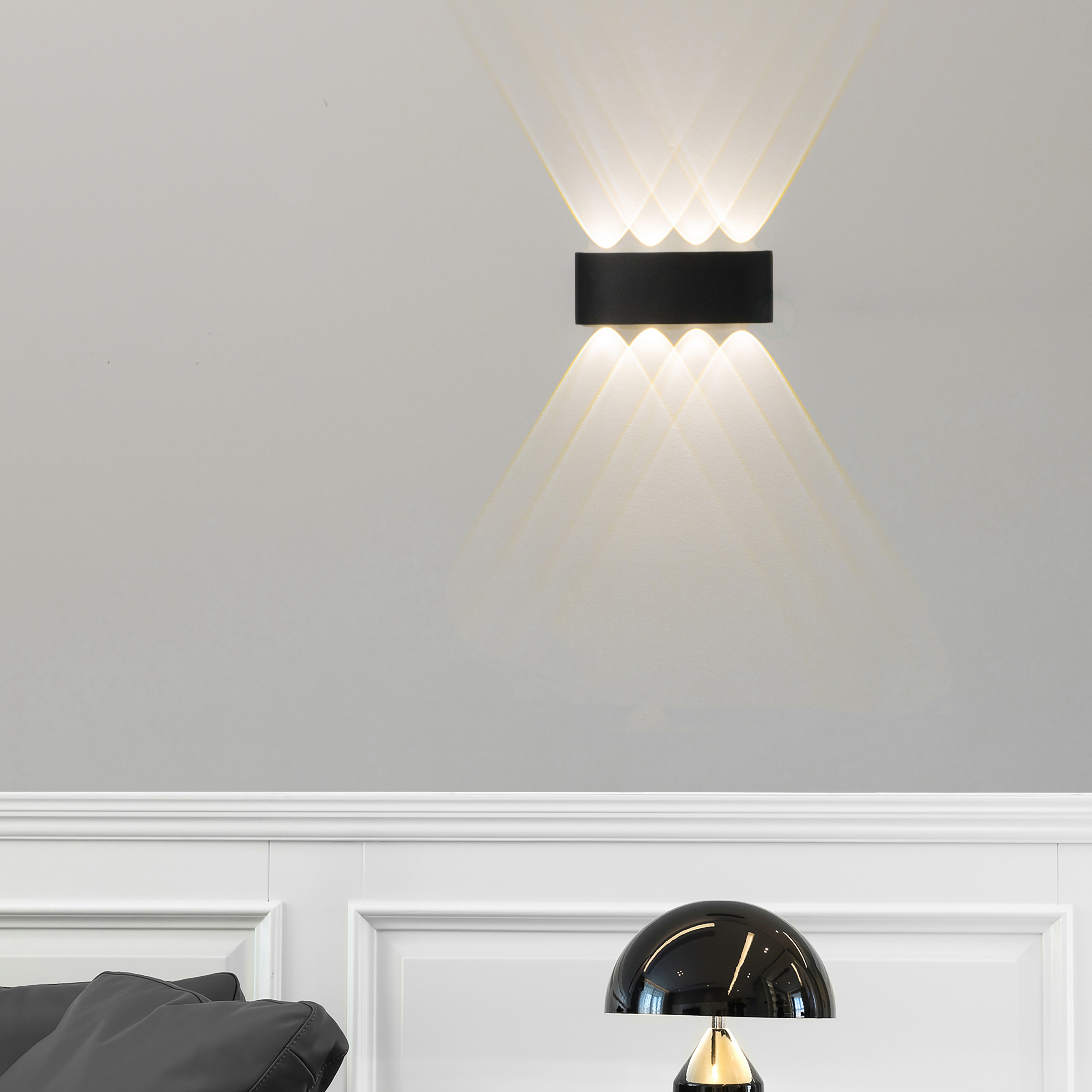 Black Contemporary Decorative Waterproof Aluminum Wall Lamp For Indoors And Outdoors, 8 Watt Cool White 4000K - Black 8Watt