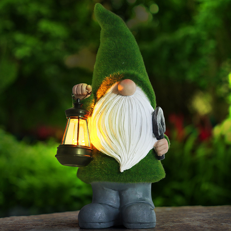 Garden Statue Decorations Ornaments for Yard with Lantern Solar Light - Elf Carrying Lamp