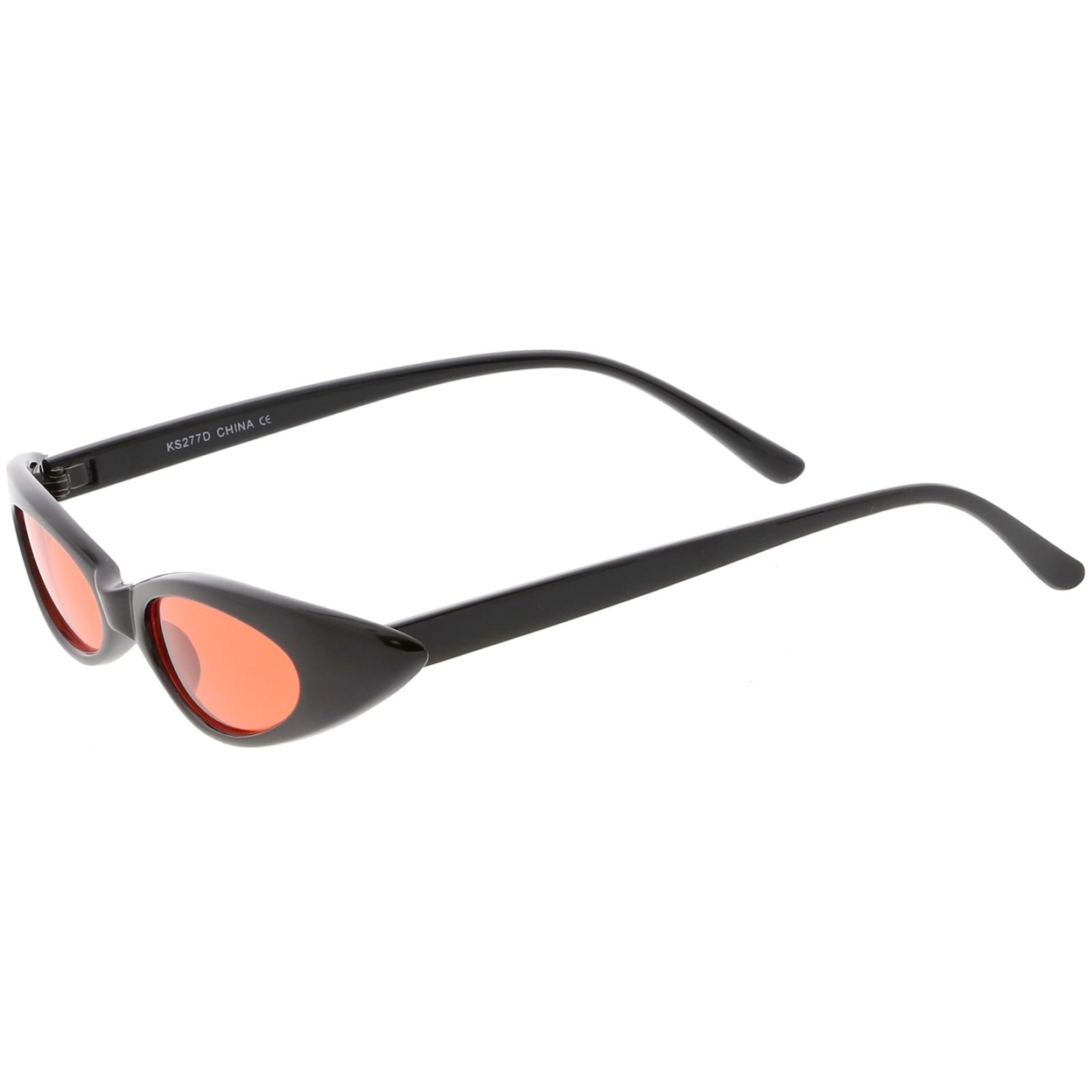 Ultra Thin Extreme Oval Sunglasses Color Tinted Lens 47mm - Black / Red