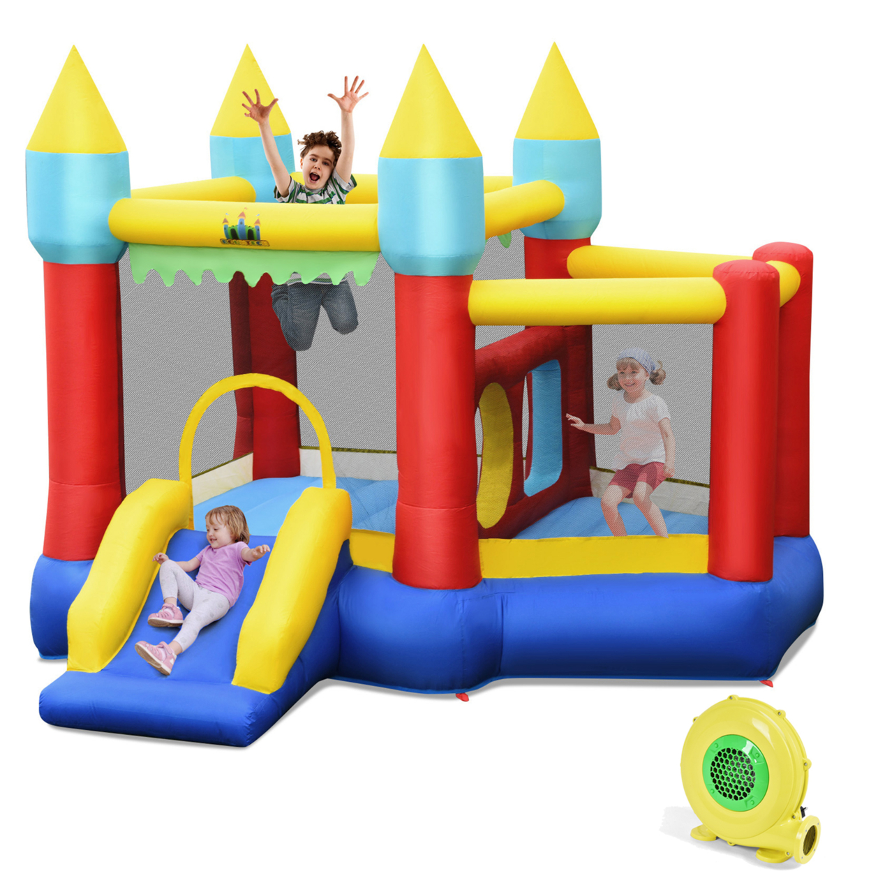 Inflatable Bounce House Slide Jumping Castle W/ Tunnels Ball Pit & 480W Blower