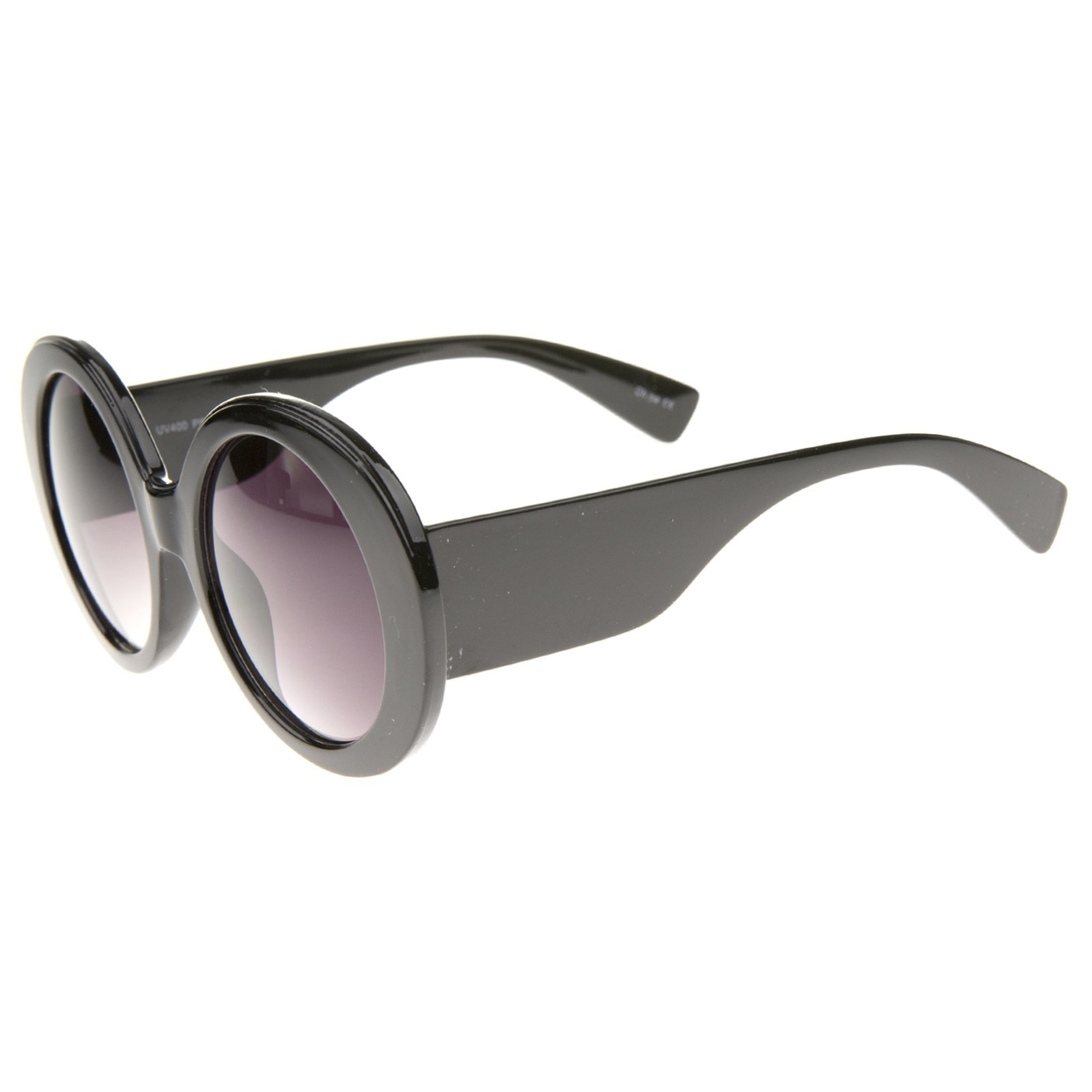Womens High Fashion Glam Chunky Round Oversize Sunglasses 50mm - Black / Smoke