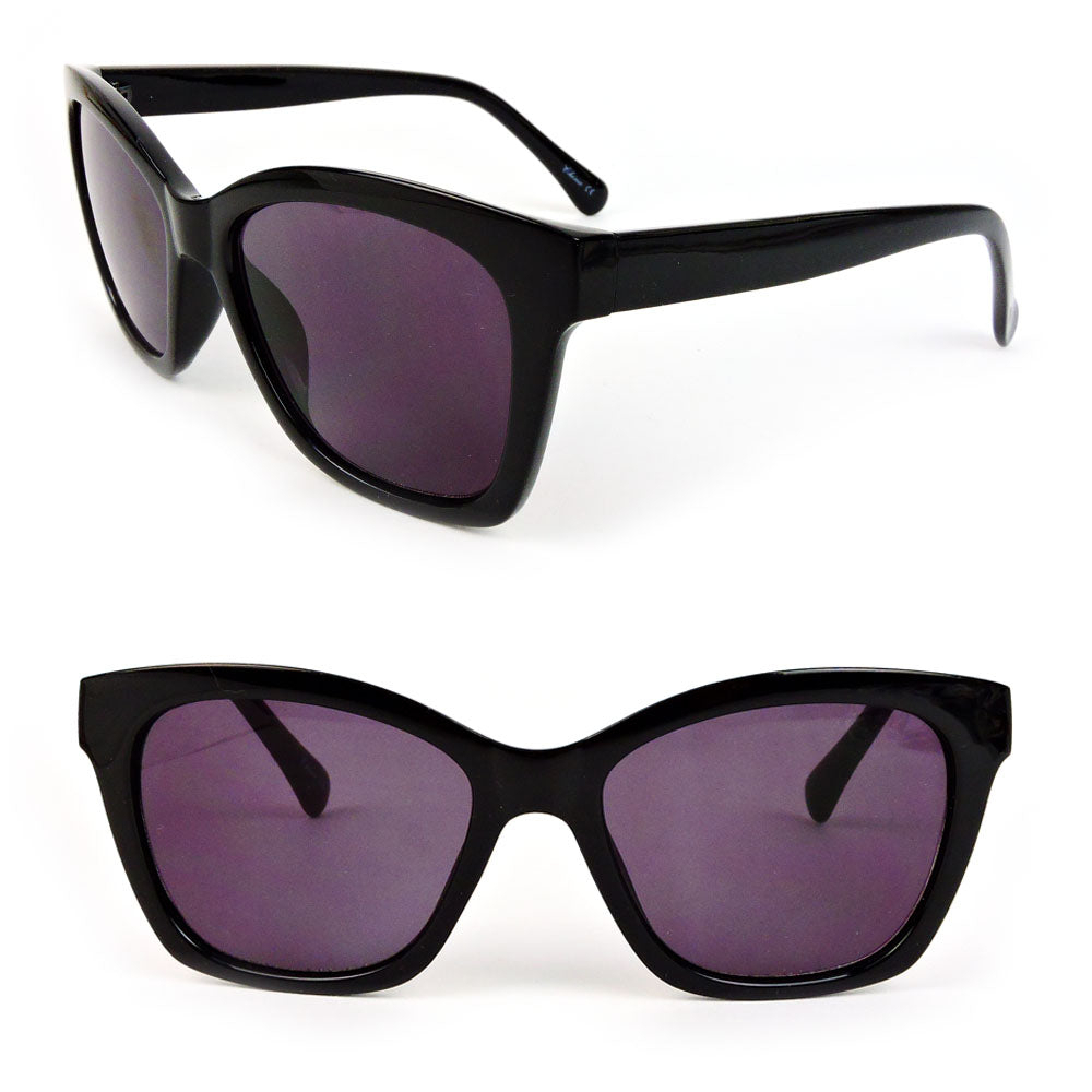 Large Classic Frame Sun Readers Retro Style Fashion Women's Reading Sunglasses - Black, +1.75