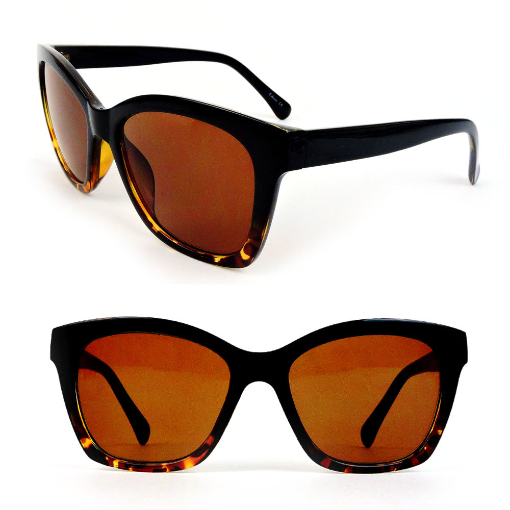 Large Classic Frame Sun Readers Retro Style Fashion Women's Reading Sunglasses - Tortoise BLK, +1.75