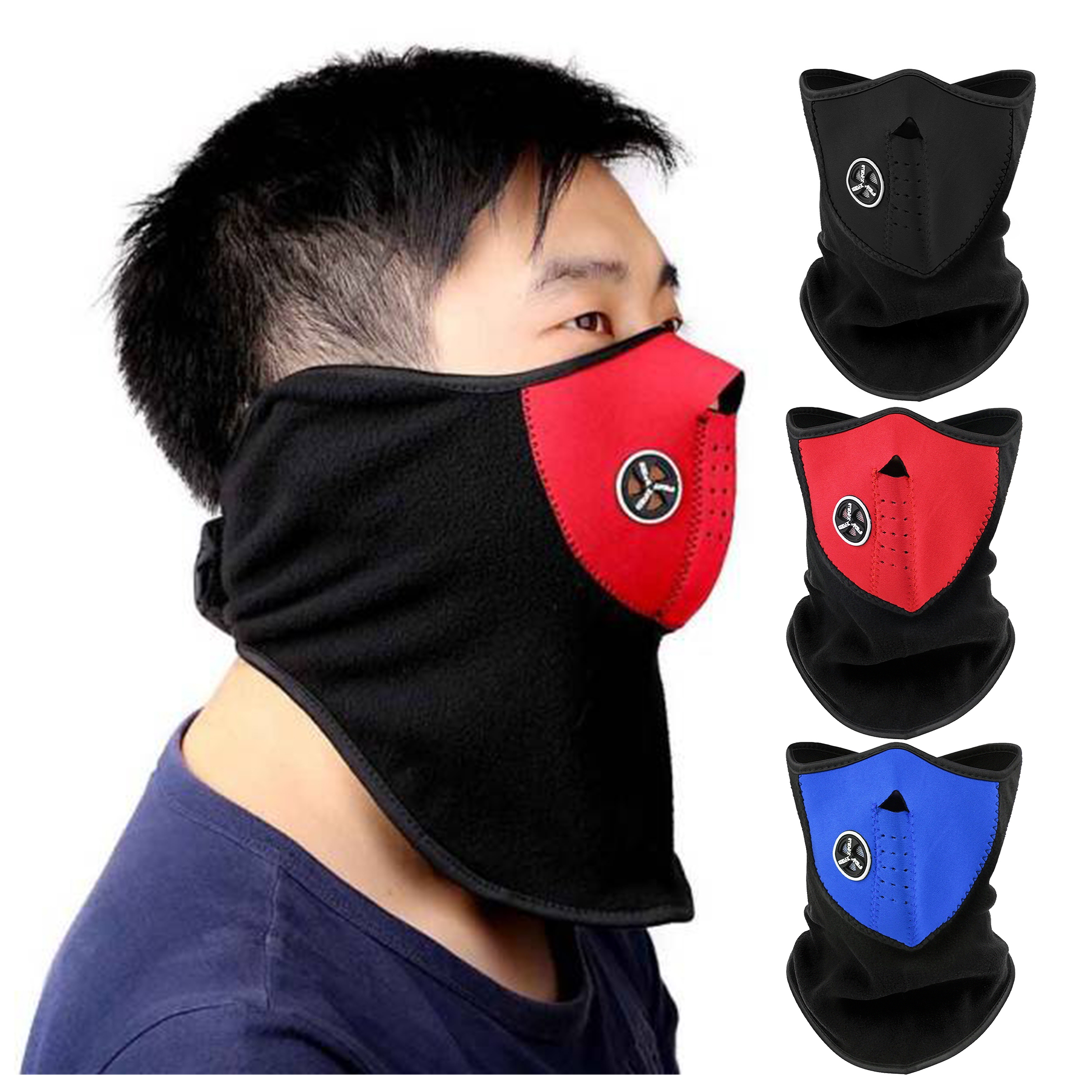 2-Pack: Men's Warm Windproof Breathable Thermal Balaclava Winter Ski Face Mask - Half Face