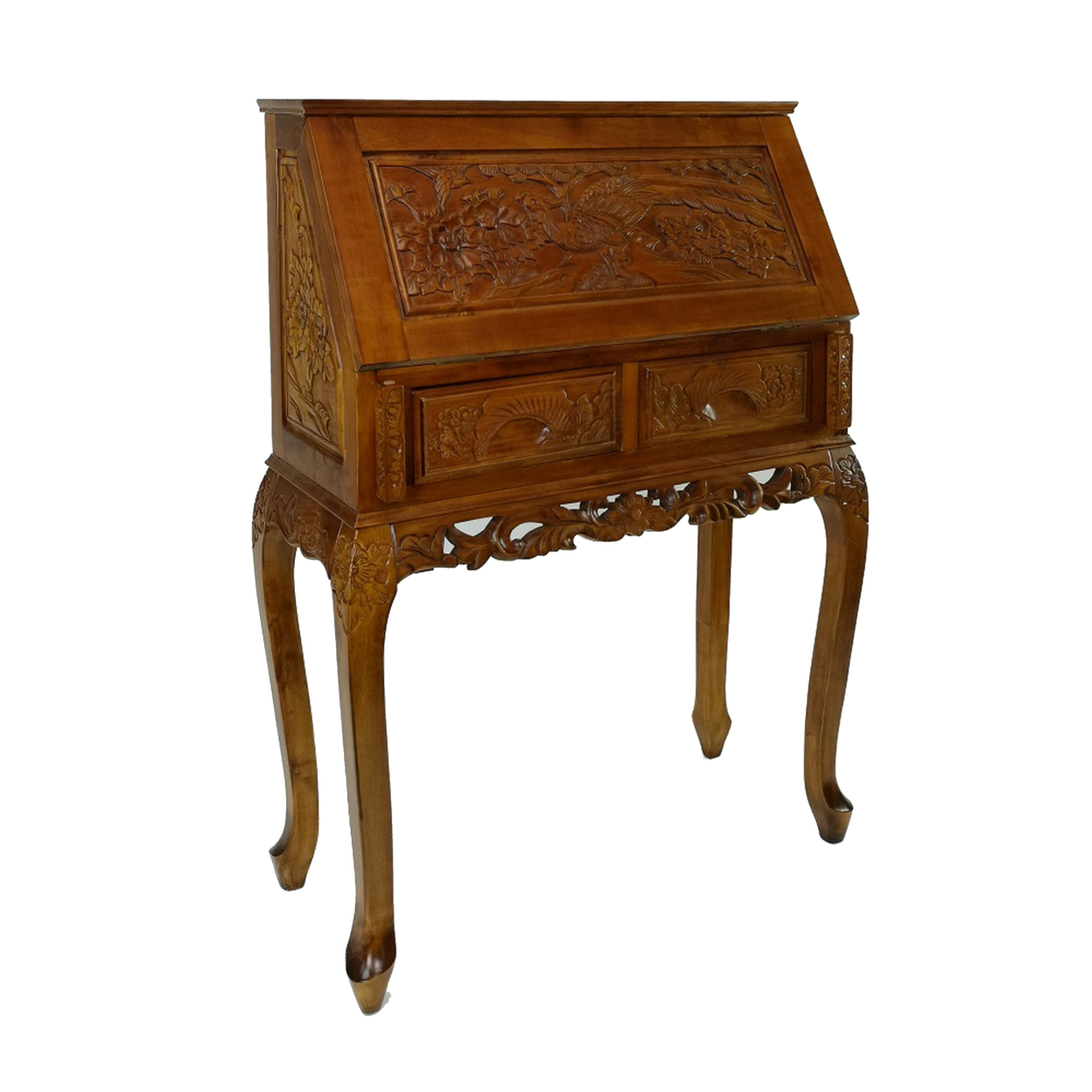 Mai 43 Inch Classic Wood Secretary Desk, 2 Drawers, Removable Shelf, Brown- Saltoro Sherpi- Saltoro Sherpi
