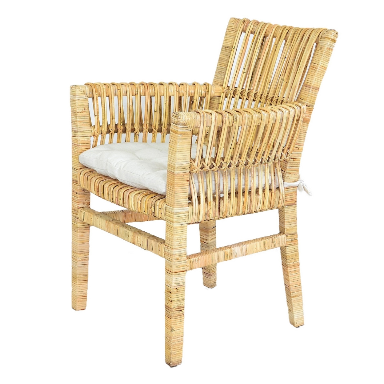 25 Inch Accent Armchair, Rattan With Wood Frame, Natural Brown, Saltoro Sherpi