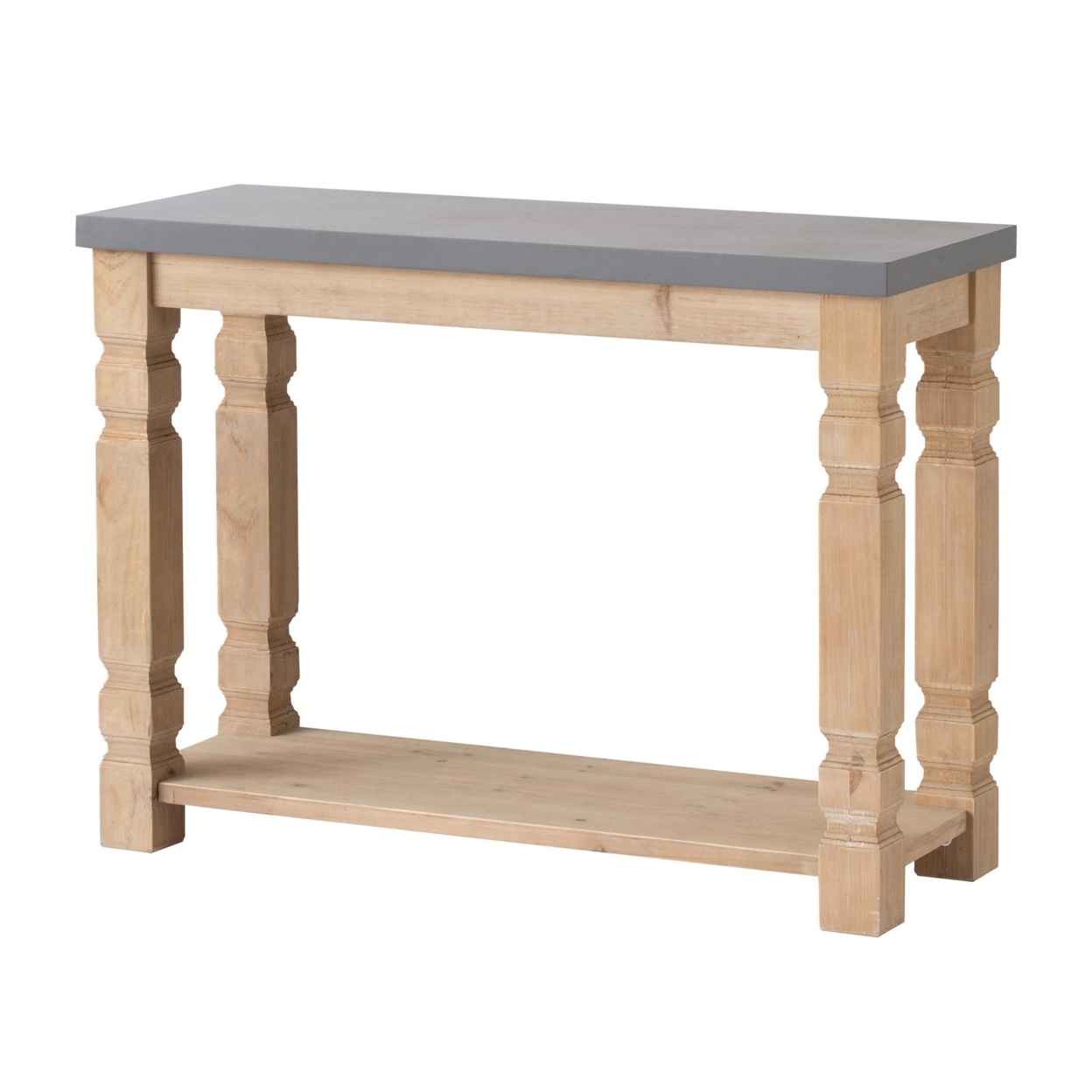 42 Inch Console Sideboard Table, Wood Frame, Concrete Top, Modern, Gray, Saltoro Sherpi
