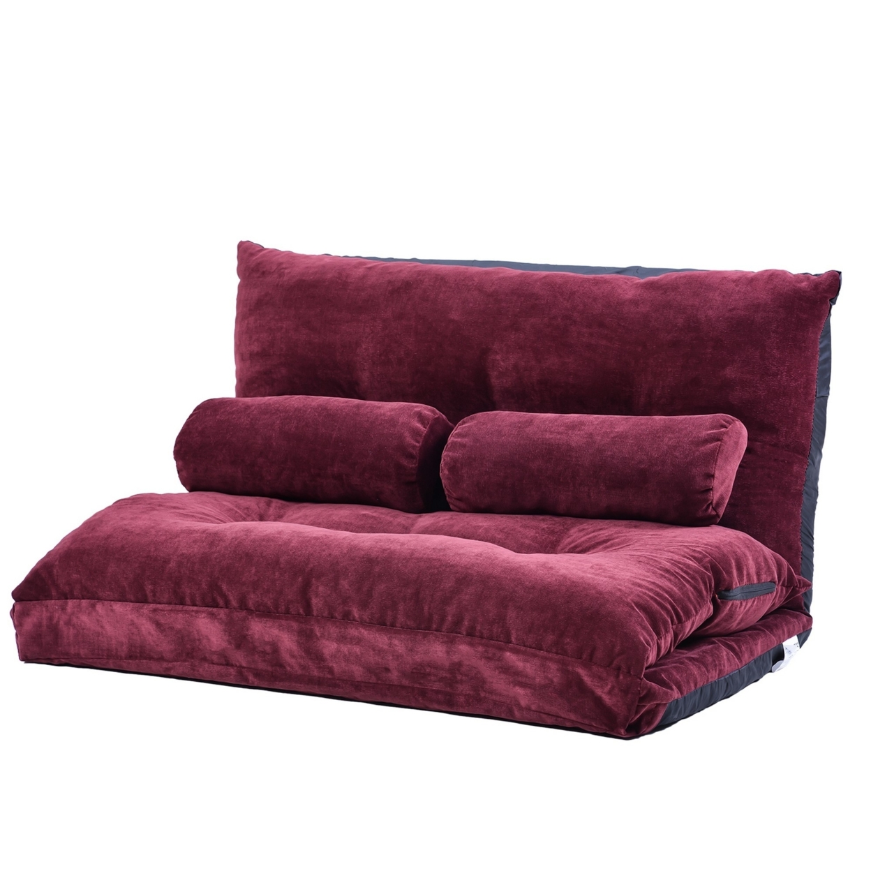 Ross 43 Inch Adjustable Futon Sofa, Folding, 2 Pillows, Reclining, Burgundy- Saltoro Sherpi