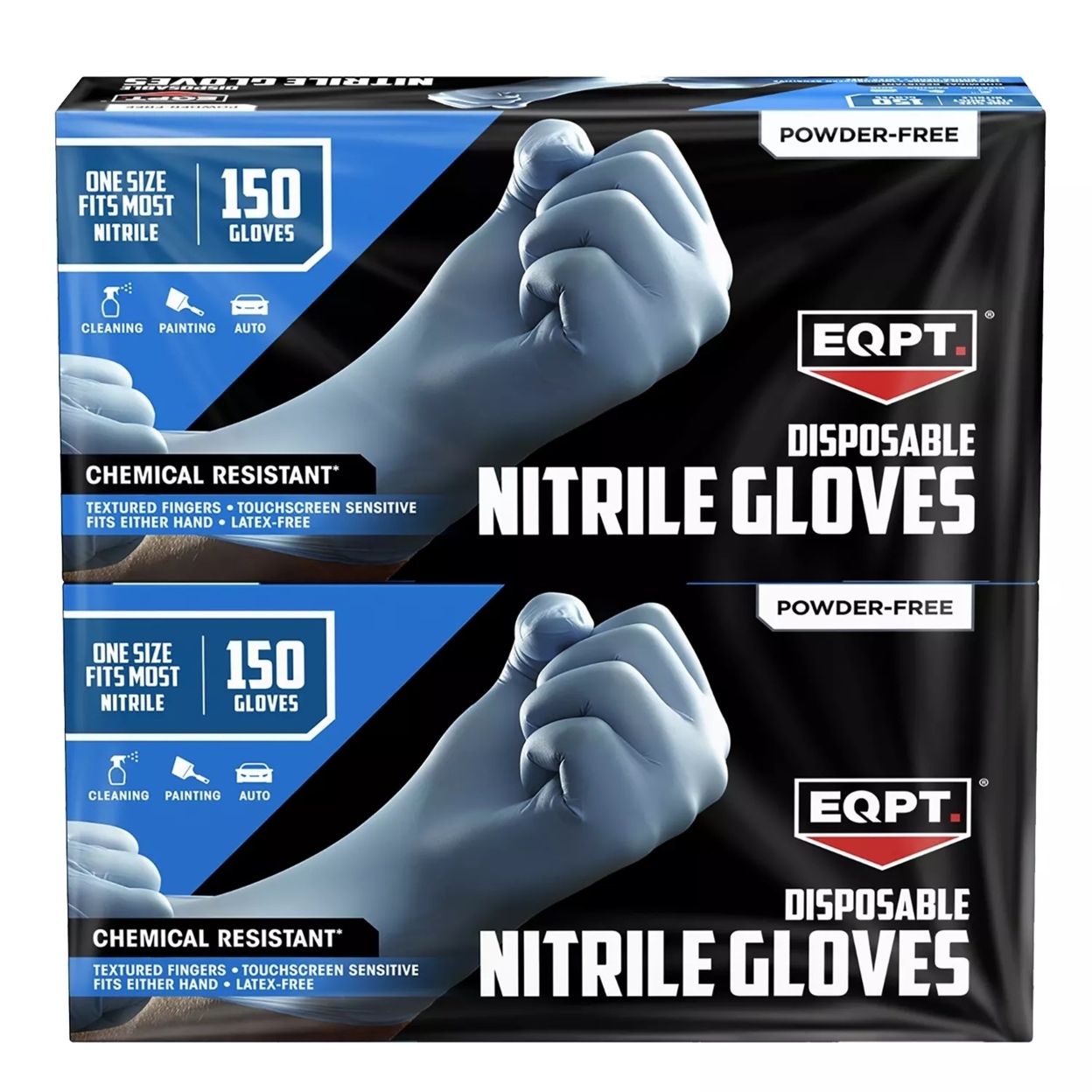EQPT Industrial Powder-Free Nitrile Gloves, Blue, 150 Count (2 Pack)