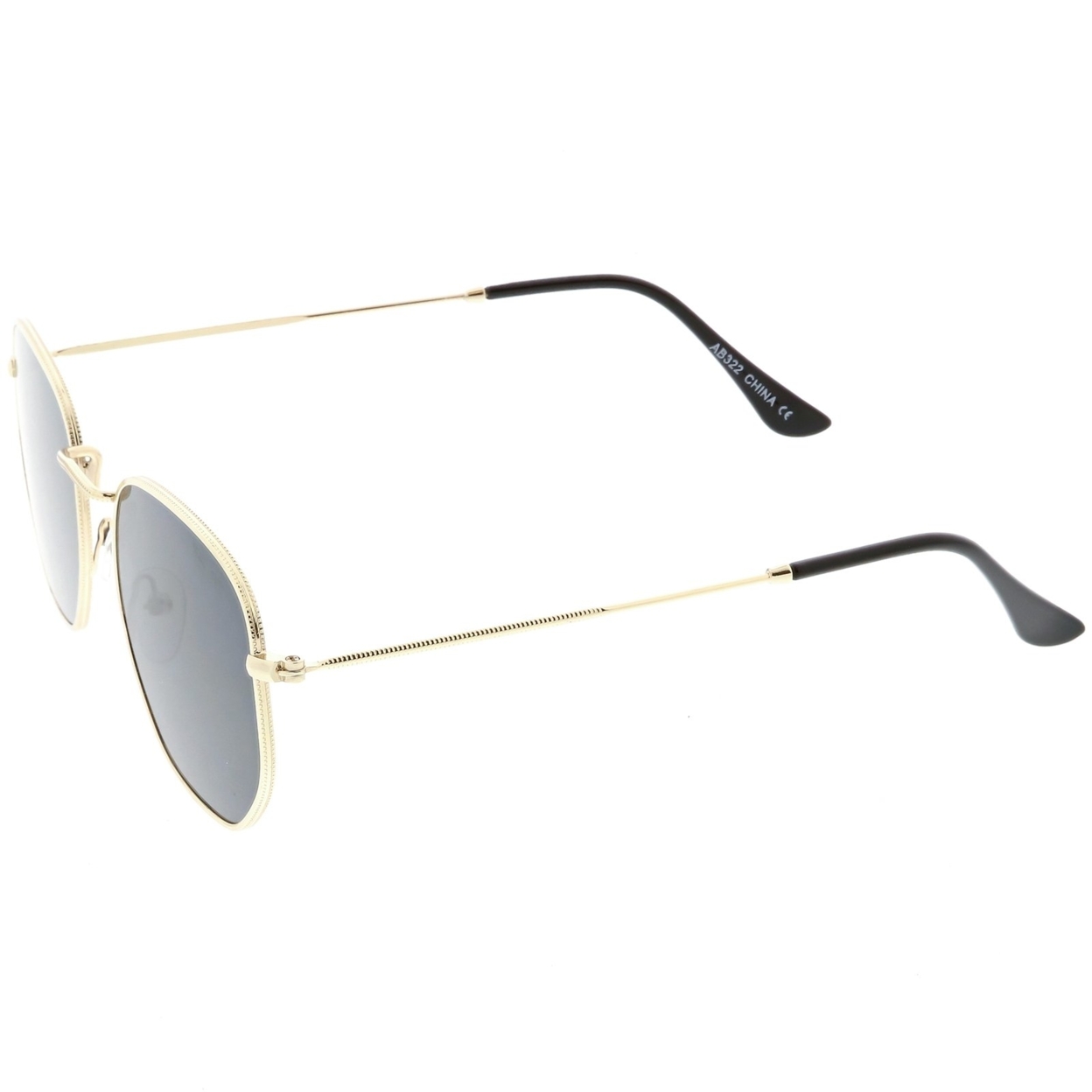 Modern Metal Geometric Sunglasses Slim Arms Neutral Flat Lens 51mm - Gold / Brown