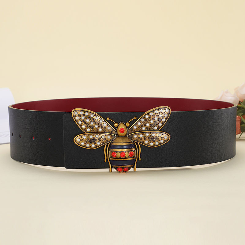 Super Wide 7cm Wide Lady Thin Waist Multicolor Belt Bee Animal Big Brand Clothing Belt - Length: 115 CM