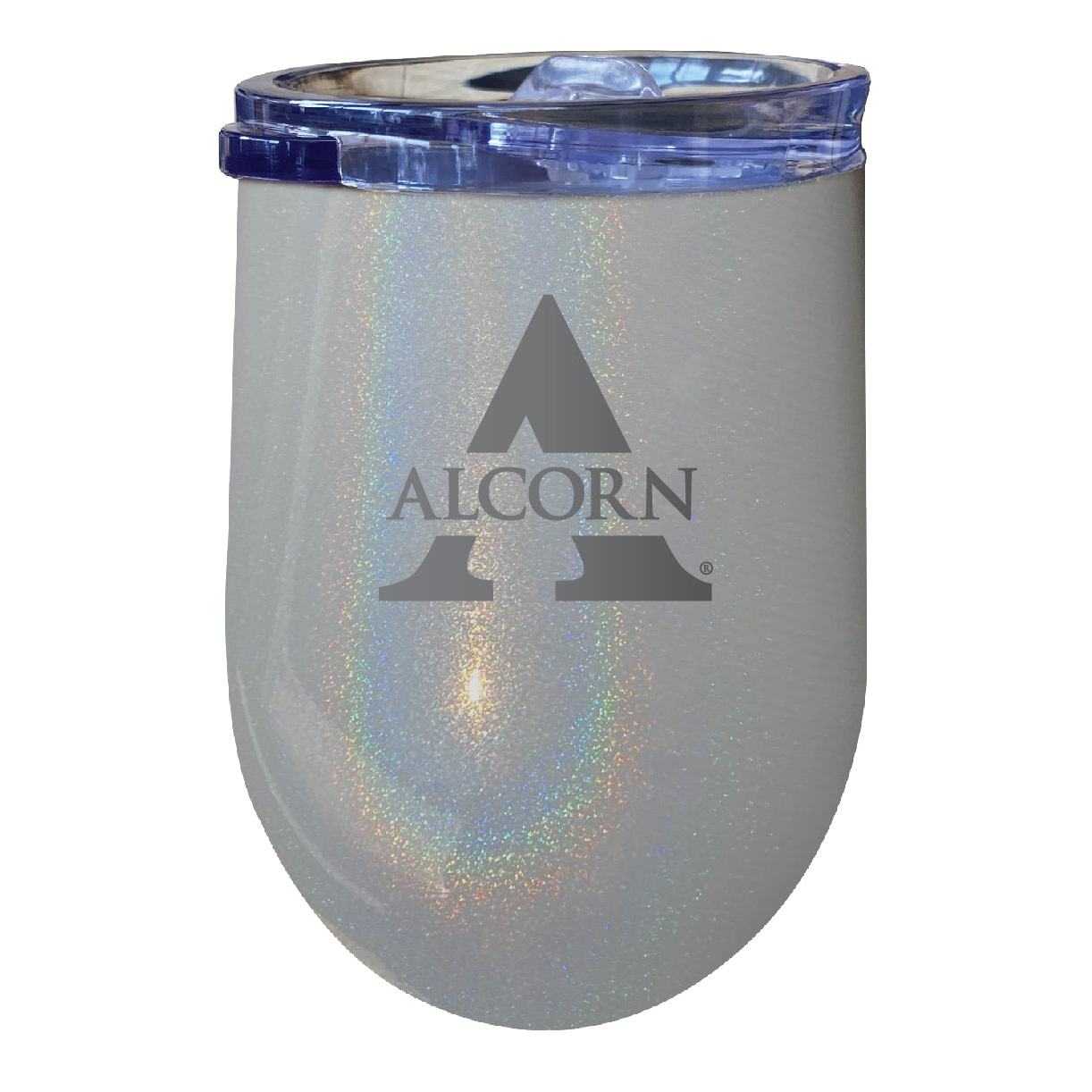 Alcorn State Braves 12 Oz Laser Etched Insulated Wine Stainless Steel Tumbler Rainbow Glitter Grey