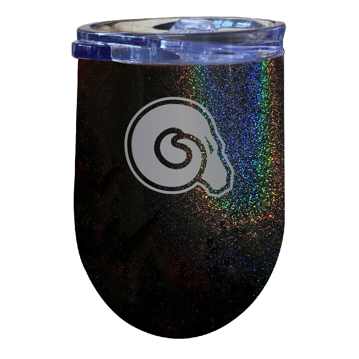 Albany State University 12 Oz Laser Etched Insulated Wine Stainless Steel Tumbler Rainbow Glitter Black
