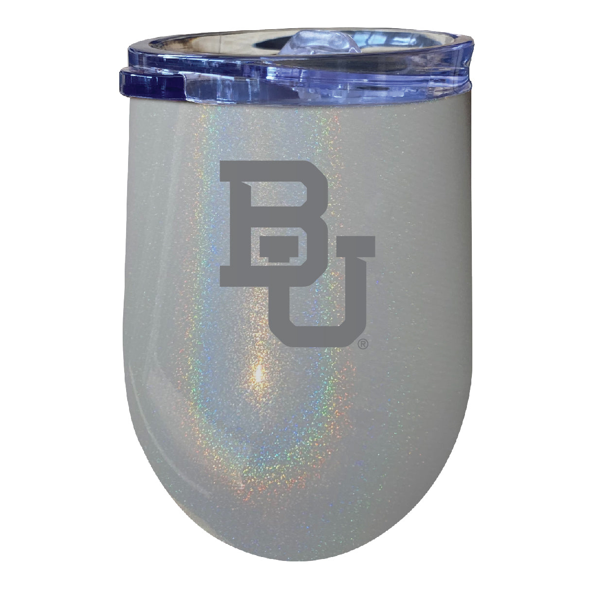 Baylor Bears 12 Oz Laser Etched Insulated Wine Stainless Steel Tumbler Rainbow Glitter Grey
