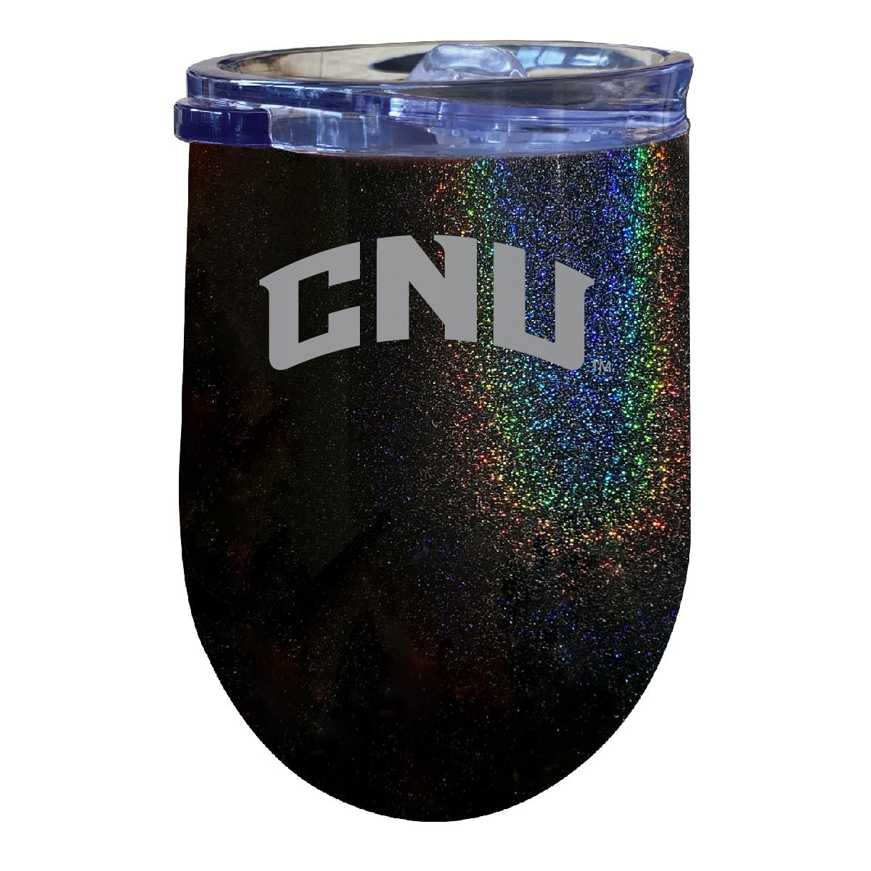 Christopher Newport Captains 12 Oz Laser Etched Insulated Wine Stainless Steel Tumbler Rainbow Glitter Black