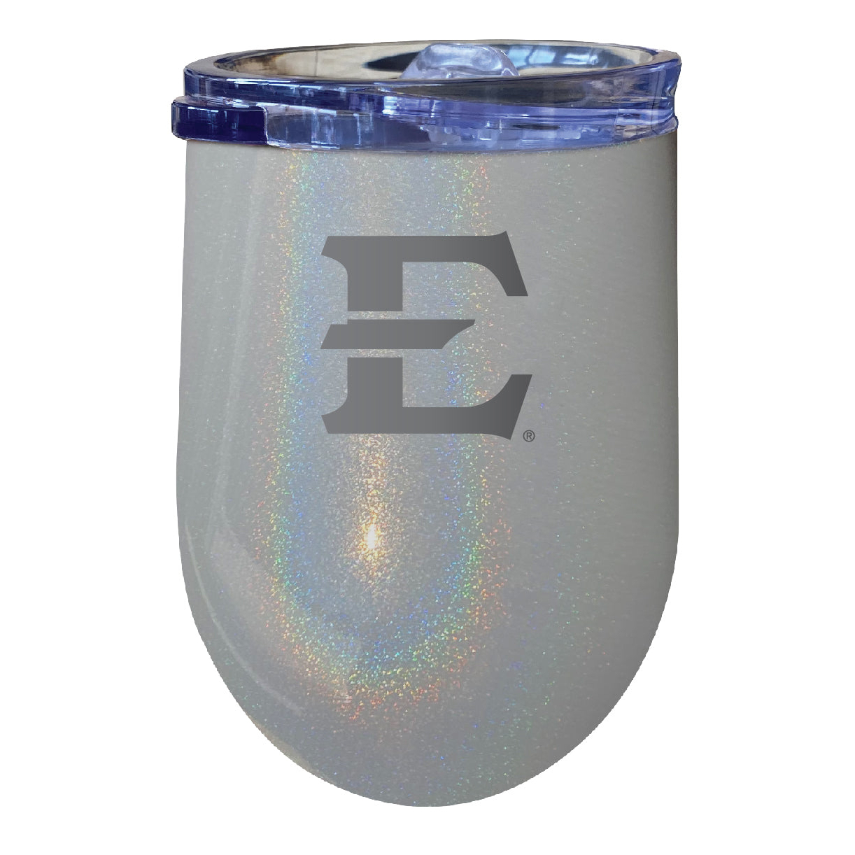 East Tennessee State University 12 Oz Laser Etched Insulated Wine Stainless Steel Tumbler Rainbow Glitter Grey