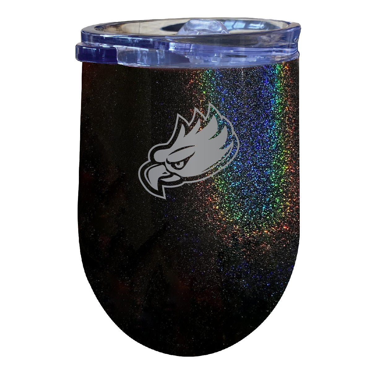 Florida Gulf Coast Eagles 12 Oz Laser Etched Insulated Wine Stainless Steel Tumbler Rainbow Glitter Black