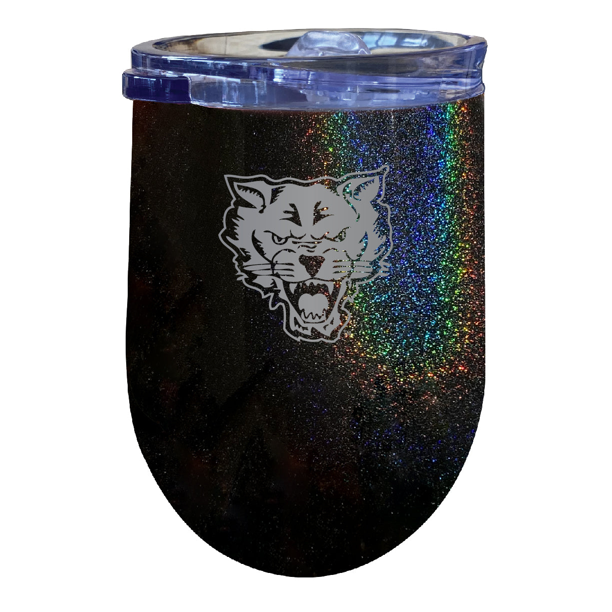 Fort Valley State University 12 Oz Laser Etched Insulated Wine Stainless Steel Tumbler Rainbow Glitter Black