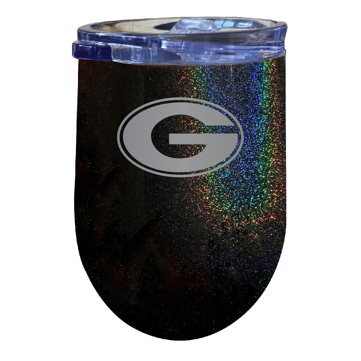 Grambling State Tigers 12 Oz Laser Etched Insulated Wine Stainless Steel Tumbler Rainbow Glitter Black
