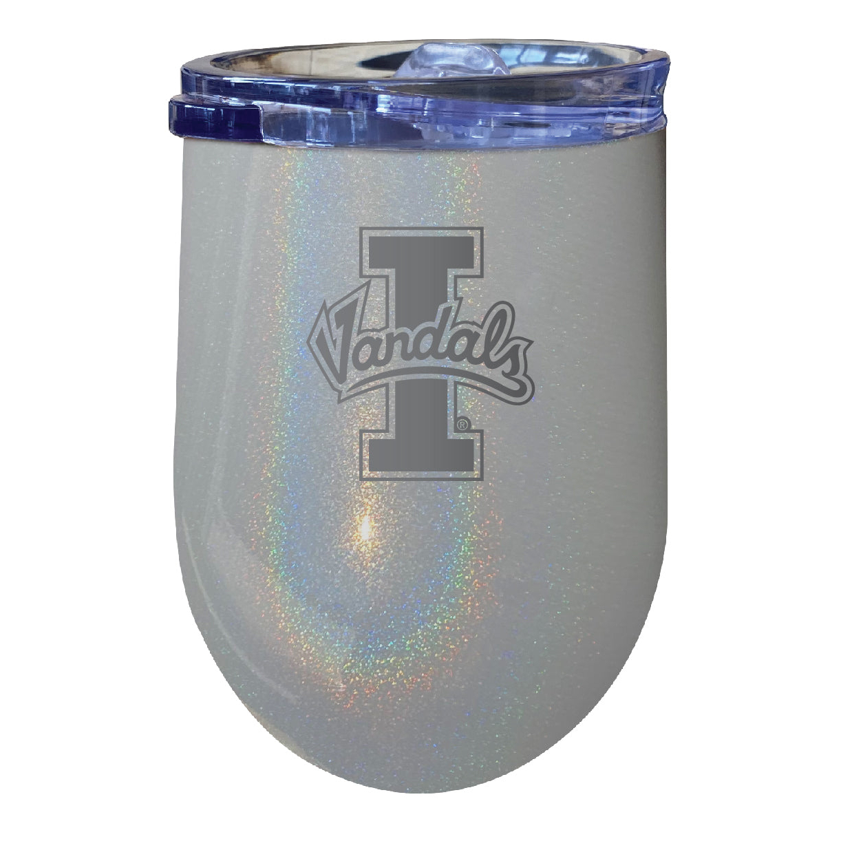 Idaho Vandals 12 Oz Laser Etched Insulated Wine Stainless Steel Tumbler Rainbow Glitter Grey
