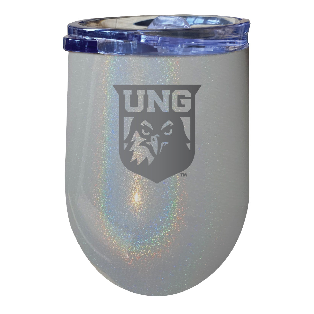 North Georgia Nighhawks 12 Oz Laser Etched Insulated Wine Stainless Steel Tumbler Rainbow Glitter Grey