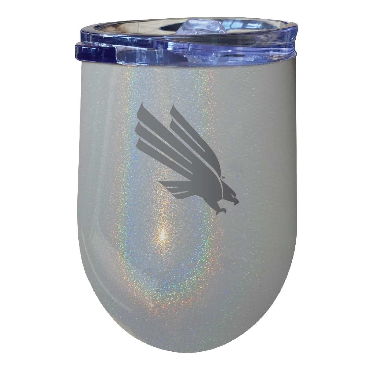 North Texas 12 Oz Laser Etched Insulated Wine Stainless Steel Tumbler Rainbow Glitter Grey