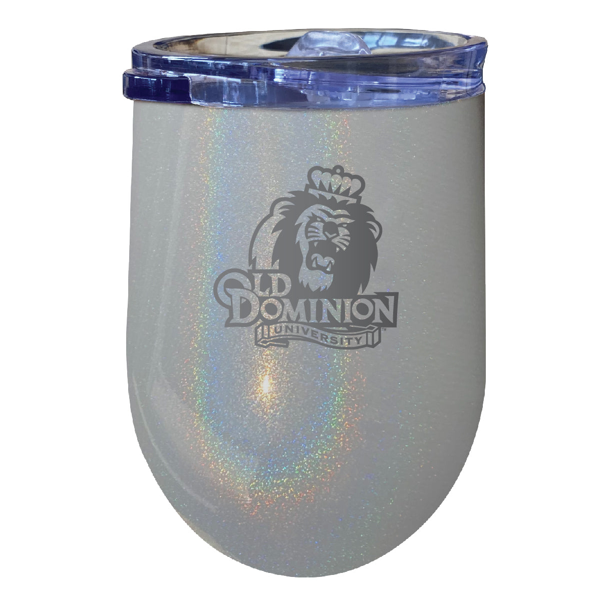 Old Dominion Monarchs 12 Oz Laser Etched Insulated Wine Stainless Steel Tumbler Rainbow Glitter Grey