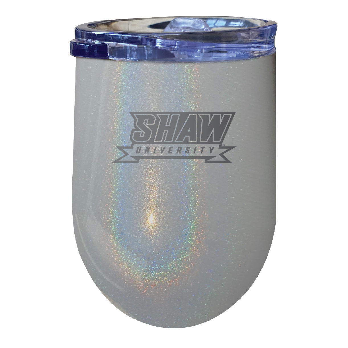 Shaw University Bears 12 Oz Laser Etched Insulated Wine Stainless Steel Tumbler Rainbow Glitter Grey