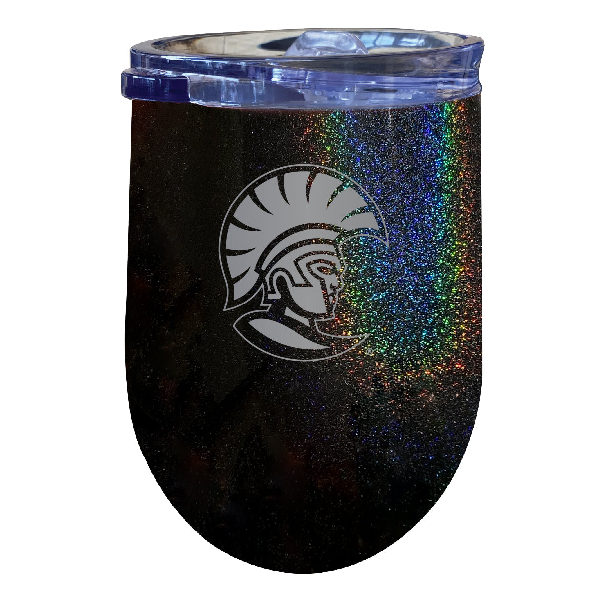 University Of Tampa Spartans 12 Oz Laser Etched Insulated Wine Stainless Steel Tumbler Rainbow Glitter Grey
