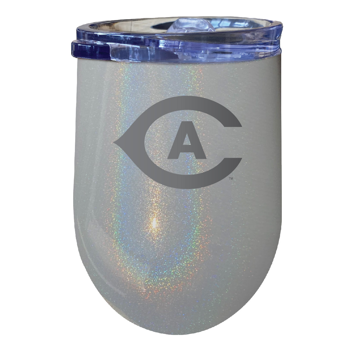 UC Davis Aggies 12 Oz Laser Etched Insulated Wine Stainless Steel Tumbler Rainbow Glitter Grey