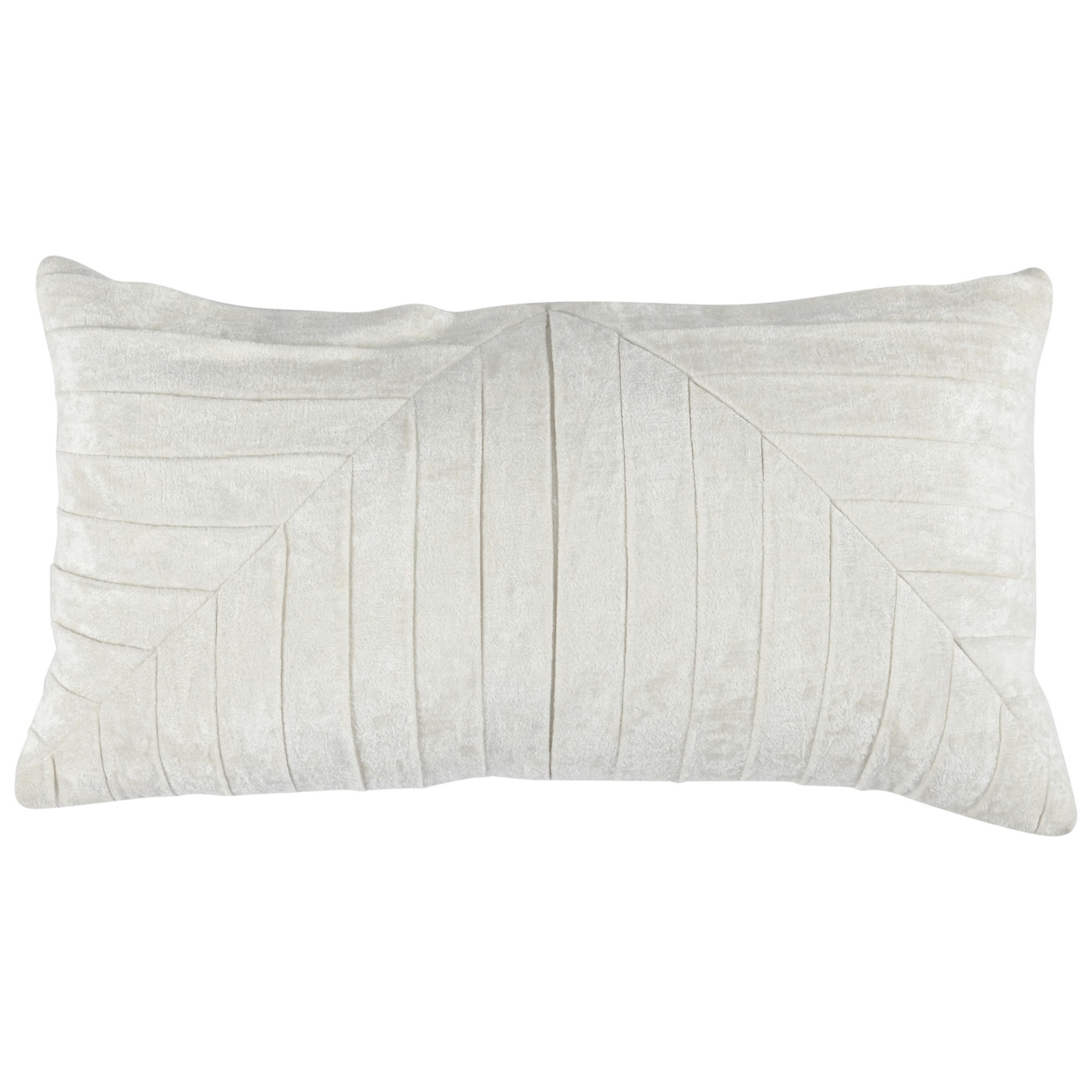 14 X 26 Lumbar Accent Throw Pillow, Hand Pleated, Vintage, Ivory White, Saltoro Sherpi