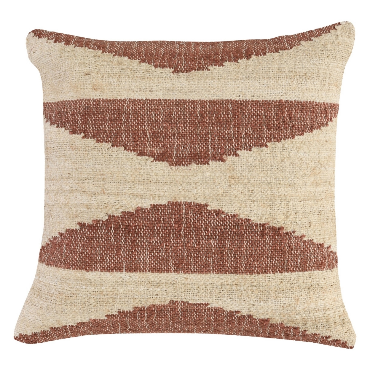 Henry 22 Inch Square Fabric Accent Throw Pillow, Geometric Design, Beige, Saltoro Sherpi
