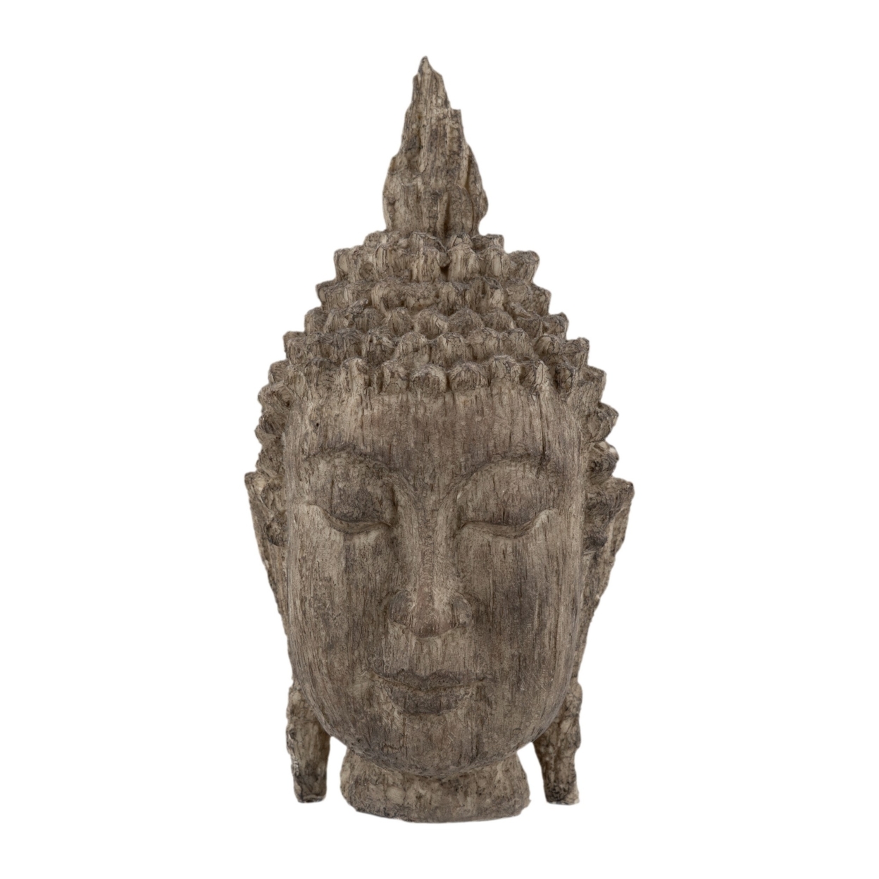 12 Inch Buddha Head Sculpture, Calming Accent Decoration, Polyresin, Brown- Saltoro Sherpi