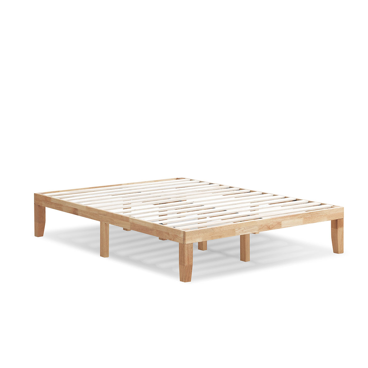 14'' Queen Size Wooden Platform Bed Frame W/ Strong Slat Support - Natural
