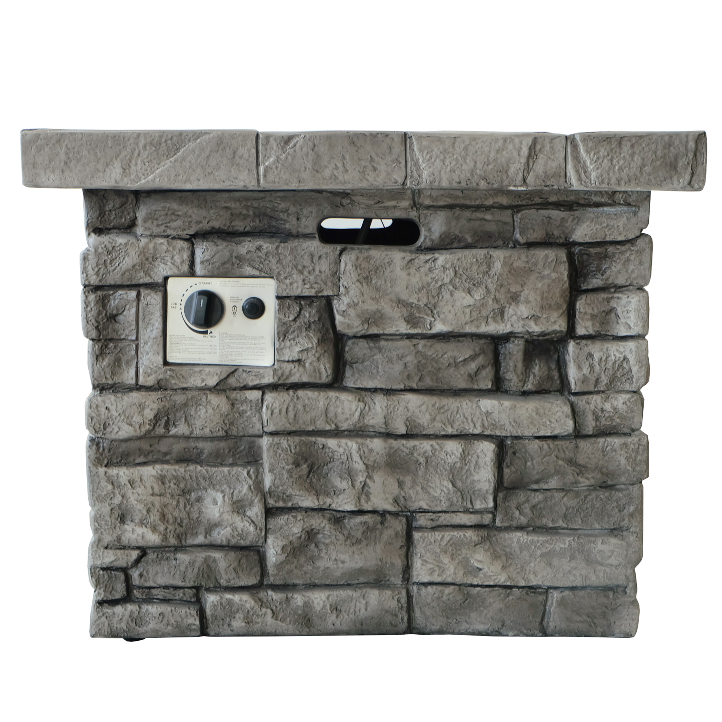 Angeleno Outdoor Gray Square Fire Pit - 40,000 BTU