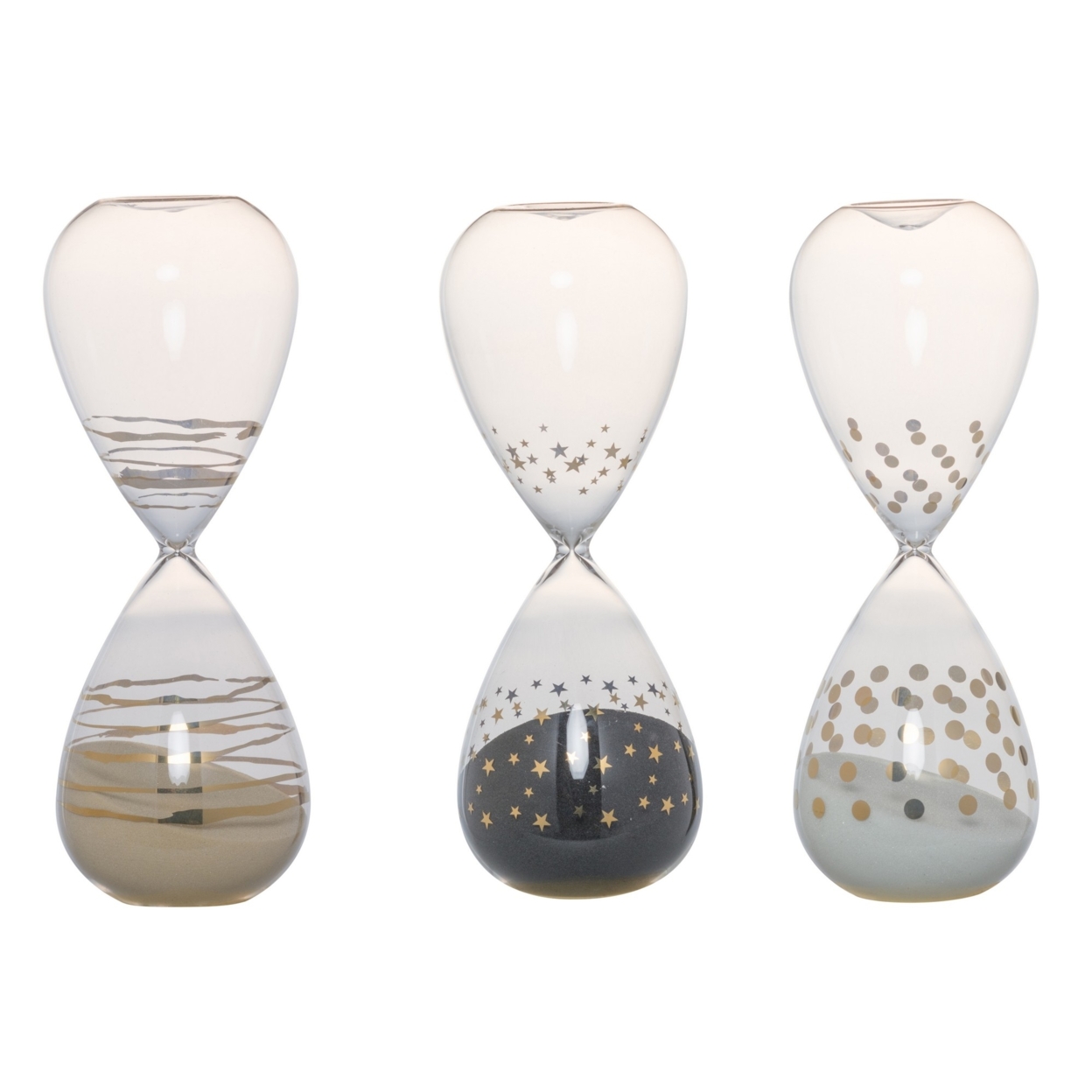 Doug Set Of 3 Decorative 60 Minute Hourglass Accent Decor, Colored Sand- Saltoro Sherpi